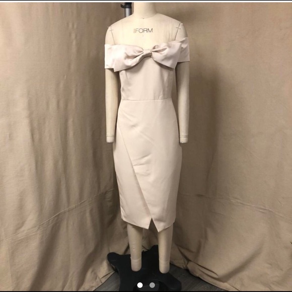 Lavish Alice Nude off the shoulder midi dress - Picture 6 of 8